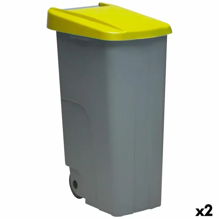 Cubo de Basura con Ruedas Denox 110 L Amarillo 58 x 41 x 89 cm - 1