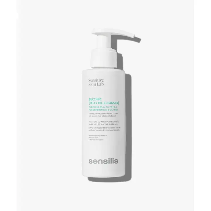Sensilis Succini Jelly Oil Cleanser Gel Limpiador Anti-imperfecciones, Seborregulador, Hidratante y Calante, Con Ácido Succinico, Para Pieles Sensibles 150 ML - 1
