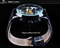 Reloj De Mezclilla Forsining Para Hombre Lujo Automático Mecánico Estilo Casual Mostrador Multifuncional Negro Dorado - details 4