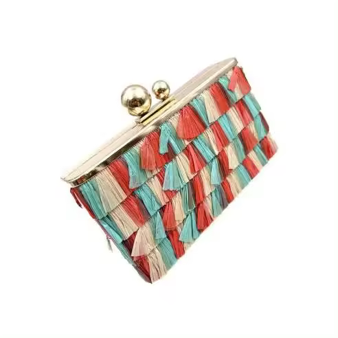 BOLSOS RAFIA ROJOS Y VERDES AGUA PARA EL VERANO ESPECIAL BODAS IBICENCAS Y NOCHES DE FIESTA - 1