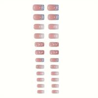 24pcs Uñas Postizas De Presión En Forma De Cuadrado Medio Y Largo Con Gradiente Para Mujeres Y Niñas Para Uso Diario - details 1