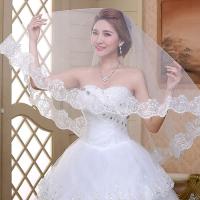 Vela De Boda Corta Con Borde De Encaje Sin Combinación Accesorios De Novia Vestido De Novia 2025 Para Mujer - details 0
