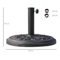 Outsunny Base para Sombrilla de Jardín Peso Neto 12 kg Soporte de Parasol Redondo de Resina para Postes de 38mm/48mm para Terraza Patio Exterior Ø44x34 cm Bronce - details 2
