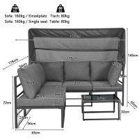 Juego de muebles de Jardín Sunny Island Taburetes y Mesa con Toldo Juego de 4 muebles de Salón para Balcón y Jardín Muebles de patio Weather resistant gris Incluye todos los muebles de Jardín - details 11