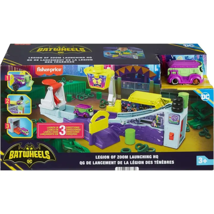 Fisher-Price Batwheels Legión de Zoom Pista para Coches de Juguete con rampa y Lanzador, Incluye a Prank, la Furgoneta del Joker, Inspirado en la Serie, 3 años (HNP07) - 1