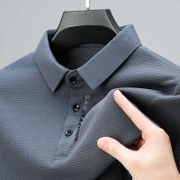 Camisa Polo De Manga Larga Para Hombre Con Estampado De Letras En Cuello Casual Top De Algodón Blends Anti-Shrink - details 2