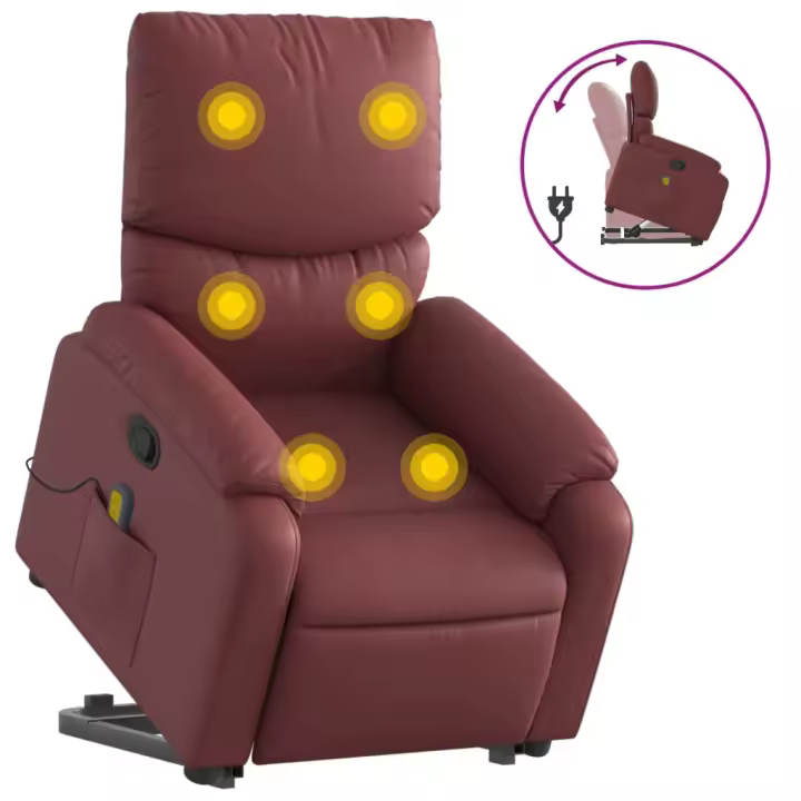vidaXL Sillón reclinable masaje pie cuero artificial Negro, Crema, Marrón Sillon Dormitorio Sillon Comodos Silla Relax Sillón Sofá - 1