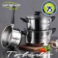Bateria de cocina 5 piezas (2 cacerolas + 2 tapas + cazo) SAN IGNACIO Toledo en acero inoxidable apta para todos los fuegos - details 1
