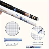 4Pcs Rotuladores De Gel 0.5mm Creativos Con Astronauta Y Animales Panda Tinta Erasable Azul/Negro Recargables Lavables Suministros De Oficina Y Escuela - details 3