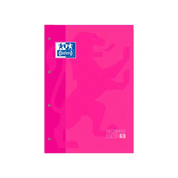 RECAMBIO OXFORD COLOR 1 FUCSIA DIN A4+ 80 HOJAS 90 GR CUADRO 5 MM 4 TALADROS - 1