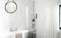 MAGIC SELECT Estantería Telescópica de Baño. Estante Esquina de Ducha de Plástico y Metal sin Taladro. Organizador de Bañera, Cocina, Lavabo de Altura Ajustable 180 a 325 cm con 4 Baldas, Toallero y 3 Ganchos - details 0