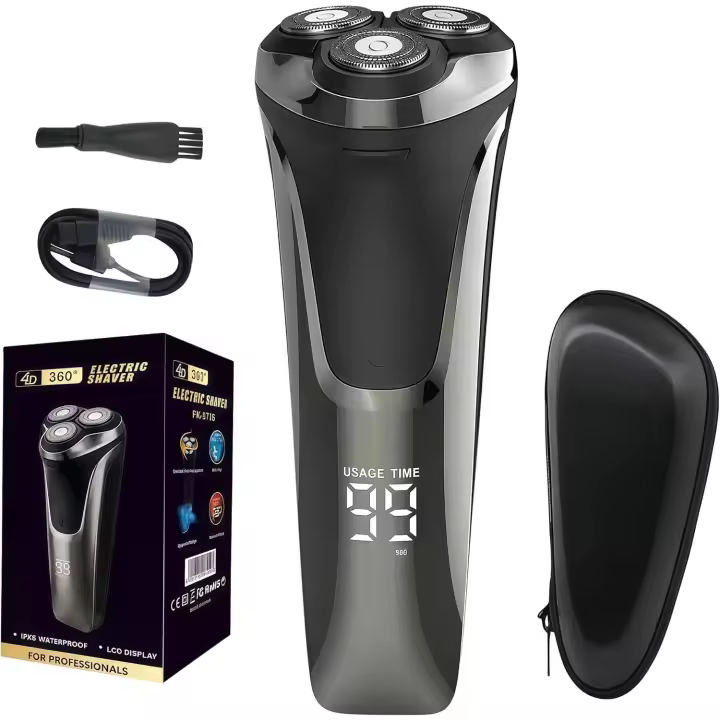 Afeitadora eléctrica rotativa Snapbuy 4D para hombre, nueva afeitadora IPX7 resistente al agua (2025), con pantalla LCD, recargable profesional en seco y húmedo, motor silencioso y fácil de transportar para piel sensible. - 1
