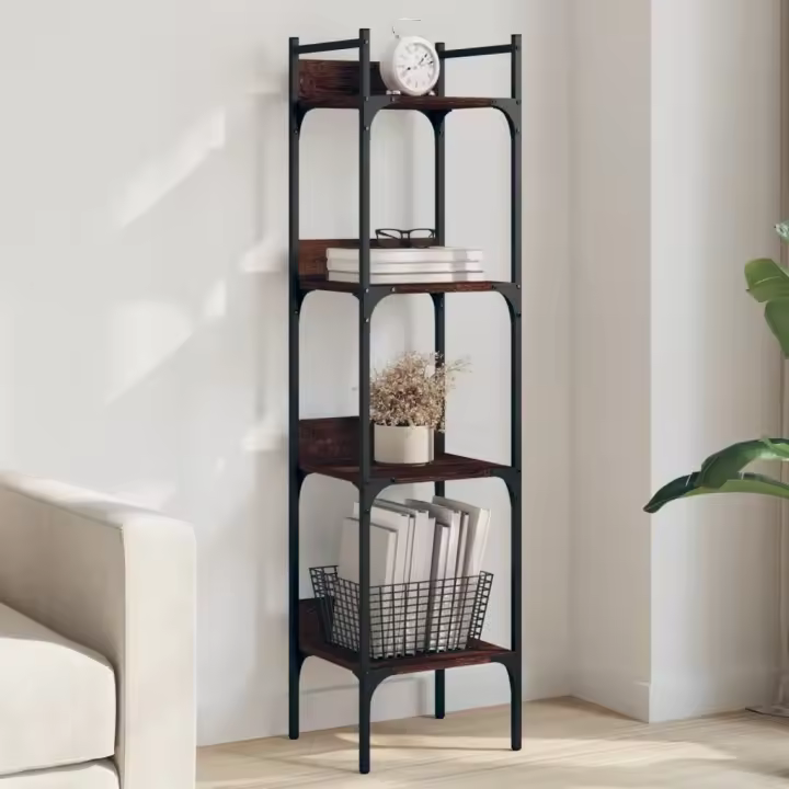 Librería de 4 estantes madera roble marrón 35x30x138,5 cm - 1