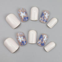 Kit De Uñas Postizas Con Diseño Geométrico Y Estampado De Océano Azul 24 Piezas Uñas Falsas Cortas De ABS Para Arte De Uñas - details 67