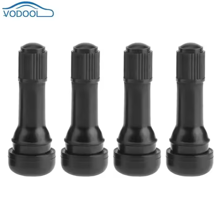 VODOOL 1pc/ 4pcs Tubo De Goma Sin Pinza Para Ruedas De Coche Valvulas De Neumáticos Con Cubiertas Antipolvo Accesorios De Coche Negro TR438 - 1