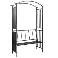 vidaXL Arco de jardín con banco hierro negro 128x50x207 cm - details 0