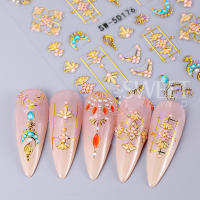 Pegatinas De Uñas 5D Estilo Bohemio Con Estrella Flor Y Diamantes Adornos Para Manicura DIY Decoración De Uñas Con Patrón De Línea Solar - details 7