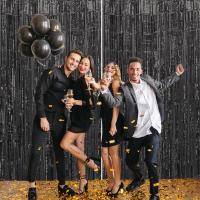 Juego De 1 Pieza De Cortina De Foil Dorado De 9.8 Pies Para Fondo De Fotografía De Cumpleaños Decoración De Fiesta Streamers De Aluminio - details 49