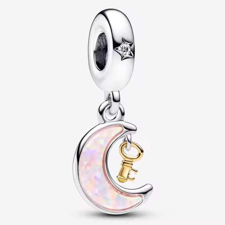 Pandora Charm de Colgante en Plata de Ley Charm colgante de llave y luna de dos tonos，Incluye Caja Original - 1