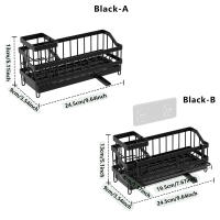Estante De Desagüe Para Esponja Y Toalla De Cocina En Negro Soporte De Limpieza Montado En La Pared Estilo Contábanero - details 10