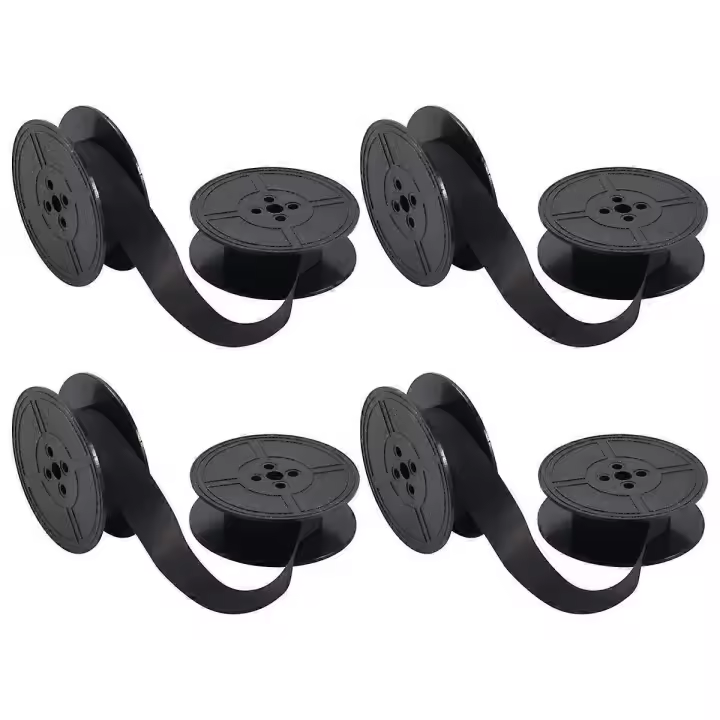 Paquete de 4 cintas para máquina de escribir, carrete doble, tinta de repuesto para la mayoría de máquinas de escribir (negro) - 1