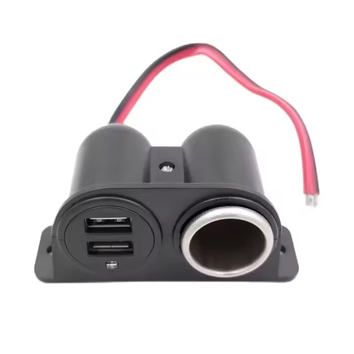 Cargador Automotriz Dual USB 12V Splitter Adaptador De Energía 3.1A/3100mA Para iPhone Android Teléfono Tableta Negro Universal - 1