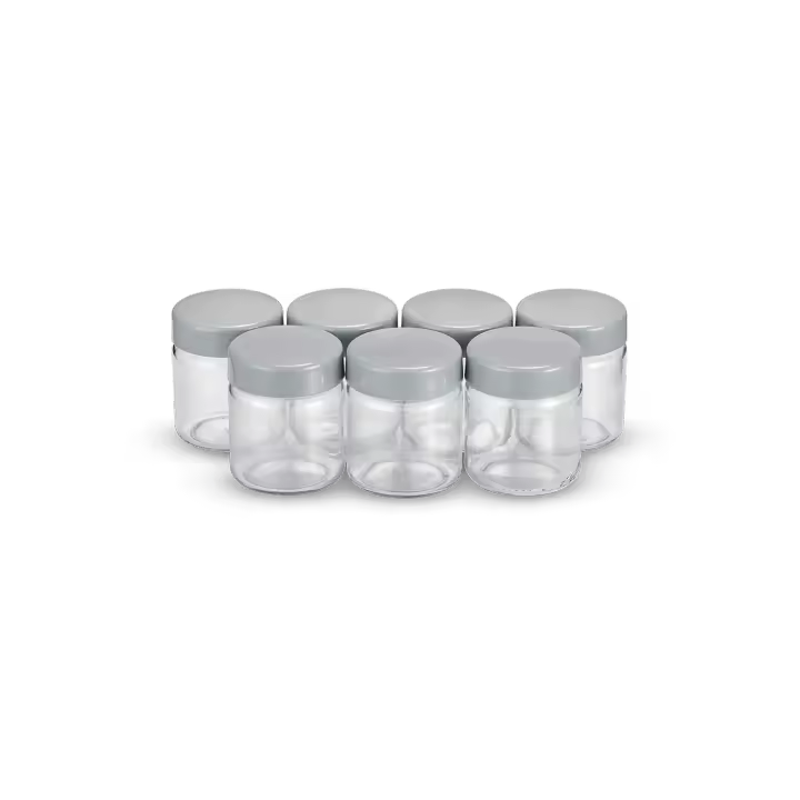 7 Tarros de Yogurt SEVERIN - Tarrines de Vidrio para Yogurtera, Gris, EG 3513 - Repuesto Vasos de Yogur - 1