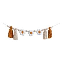 Colgante De Madera Con Borlas Y Margarita Bohemio Para Decoración De Habitaciones De Niños Y Bebés Gargantilla De Madera Con Borlas Para Decoración De Pared Estilo Pastoral - details 8
