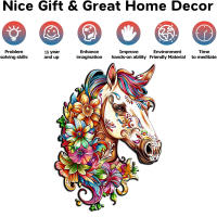 Rompecabezas De Madera Con Forma De Caballos Coloridos Juego De Puzzle Dificil Regalos Para Cumpleaños Para Niños Y Adultos - details 2