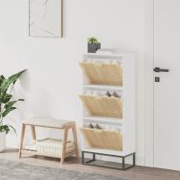 vidaXL Mueble zapatero madera contrachapada 52x25x120 cm mueble zapatero Color Marrón,  Blanco,  Negro - details 1