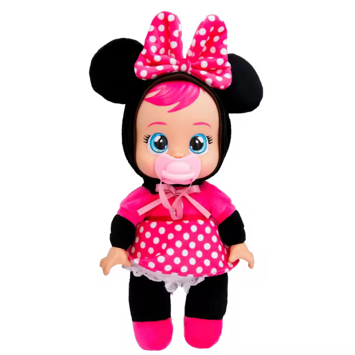 Bebés Llorones Tiny Cuddles Disney Minnie, Muñeca Suave y Blanda 25 cm, Llora Lagrimas de Verdad Incluye Pijama Disney, Juguete para niños y niñas +18 Meses - 1