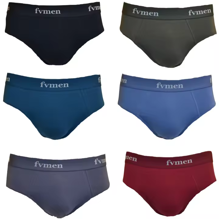 FEVI | Pack de 6 Slips para Hombre | 6 Colores Diferentes: Negro, Azul, Teja, Verde, Verde agua, Gris | Transpirables | 95% Algodón | Cómodos y Suaves | Cintura Elástica | 5 Tallas: S, M, L, XL, XXL - 1