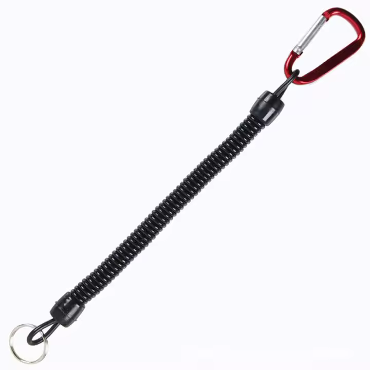 1PC Lanyard De Pesca Táctica Retráctil Con Resorte Elástico Portátil Para Camping Y Senderismo Cadena Antipérdida Para Teléfono Y Llaves Con Carabiner - 1