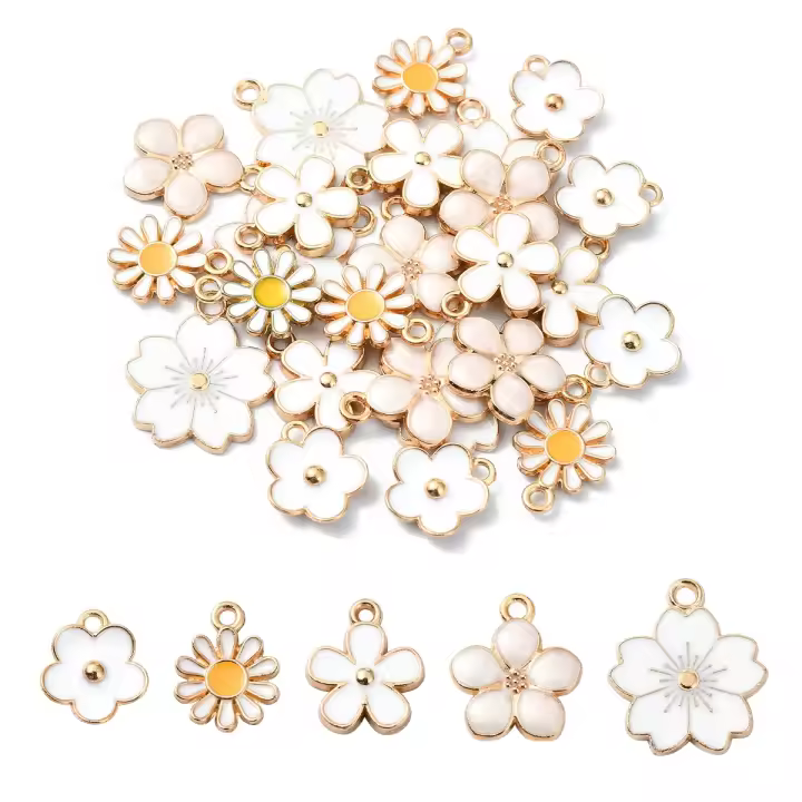 Kit De 25 Piezas De Colgantes De Flor En Aleación Y Esmalte Para Accesorios De Collar Y Pulsera DIY Joyería De Moda - 1