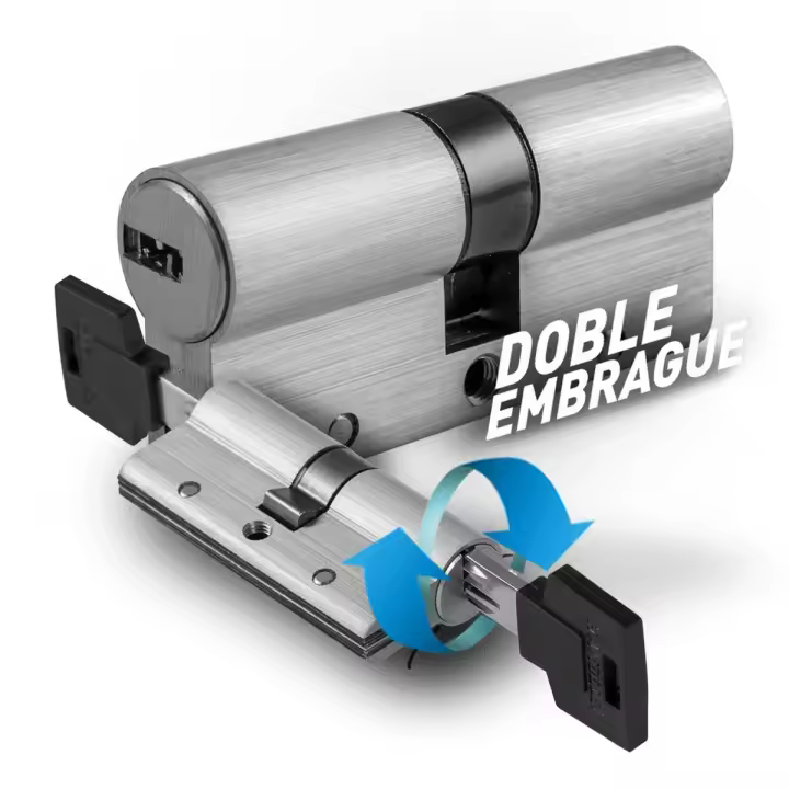 Cilindro de Seguridad HANDLOCK R15 Níquel – Doble Embrague – Alta Protección Antirrobo - 1