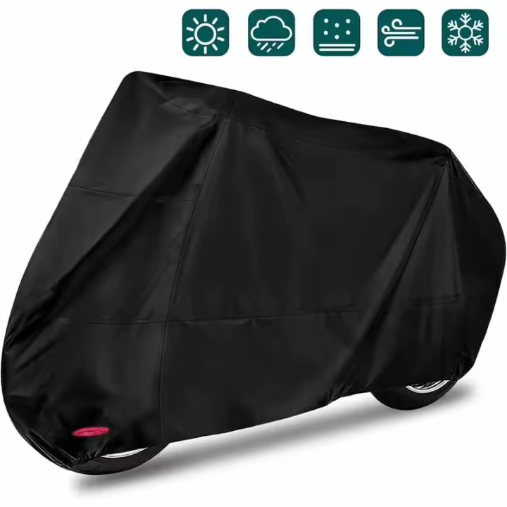 Funda para Moto, Protección UV, Impermeable y Cortavientos, Lluvia, Nieve, Polvo, Exterior, XXL, 245 x 105 x 125 cm, Girasol Negro - 1