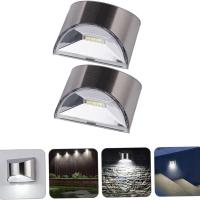 PORCHEDDU Paquete de 4 Luces Solares de pared para Exterior, impermeable, para Terraza, Valla, Escalera, Jardín, patio, barandilla, LED Blanco Cálido - details 16