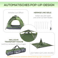 Tienda de campaña Doble para 2 adultos + 1 Niño, impermeable, todas las Estaciones, 210x210x140 cm, perfecto para Aventuras al Aire Libre - details 3