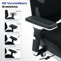 Silla de Oficina ergonómica con reposabrazos ajustables en 4D para personas Altas, Silla Alta de rejilla, soporte lumbar, reposacabezas para oficina en casa, función de inclinación de 120 - details 5