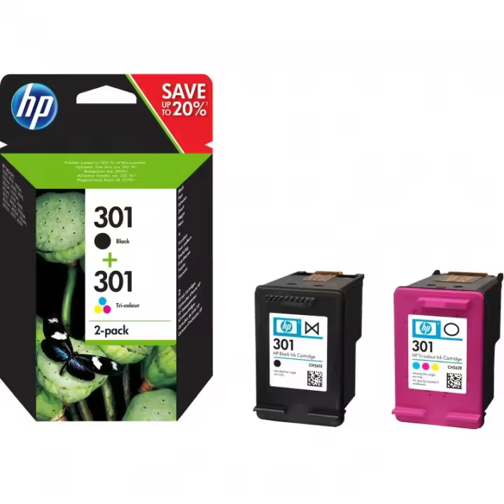 HP 301 Negro + Color Pack de 2 Cartuchos de Tinta Originales - N9J72AE - 1