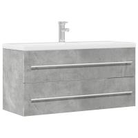 vidaXL Armario para lavab contrachapada color roble 100x38,5x48 cm en color Roble Sonoma/Blanco/Gris hormigón y más | almacenamiento funcional diseño moderno para baño dormitorio sala - details 2