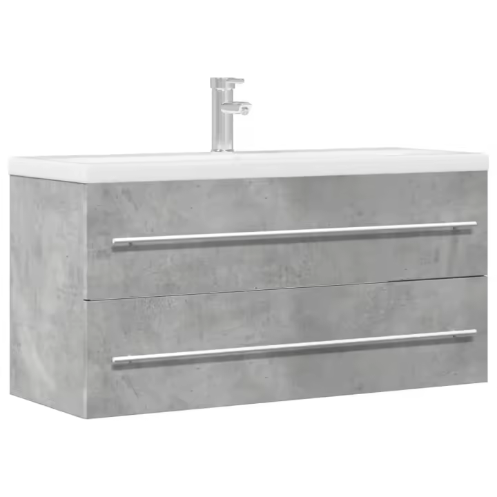 vidaXL Armario para lavab contrachapada color roble 100x38,5x48 cm en color Roble Sonoma/Blanco/Gris hormigón y más | almacenamiento funcional diseño moderno para baño dormitorio sala - 1