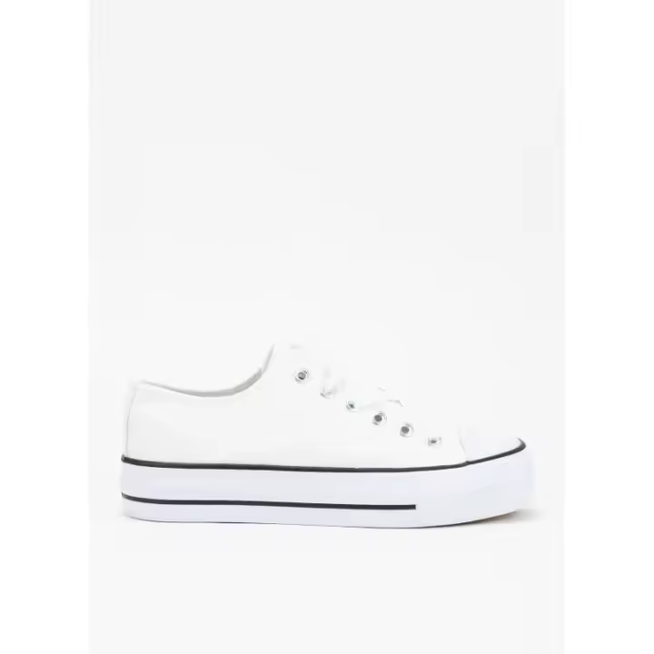 Zapatillas Keslem Plataforma Media Lona blanco - 1