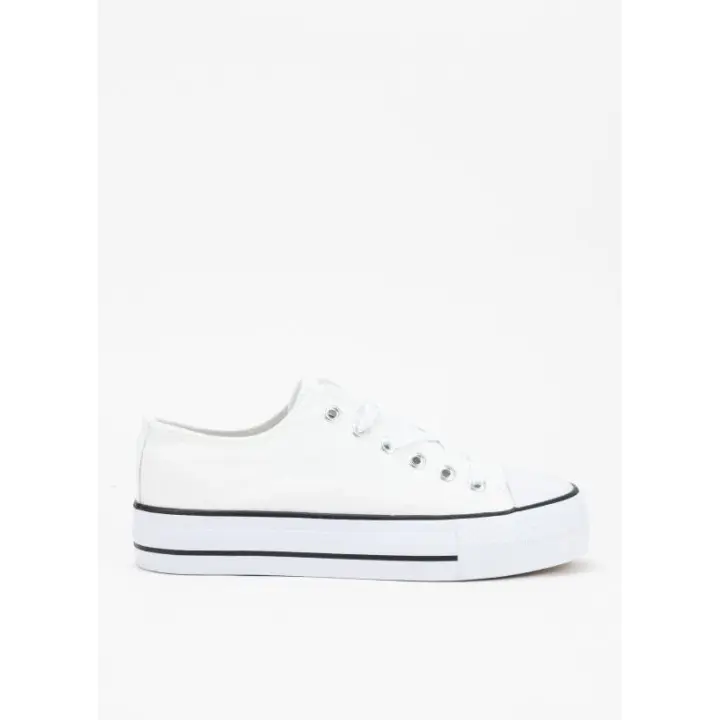 Zapatillas Keslem Plataforma Media Lona blanco - 1