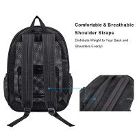 Mochila De Red Sencilla Para Viajes Al Aire Libre Y Playa Estilo Trendy Para Estudiantes Con Costuras De Denim Y Lining De Poliéster - details 4
