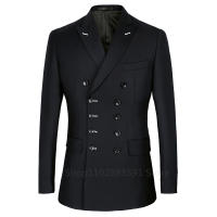 Traje De Boda Formal Para Hombre Doble Filo Moda Negocios Traje De Tuxedo Slim Fit Con Chaleco Y Pantalones Material COTTON Polyester Wool - details 3