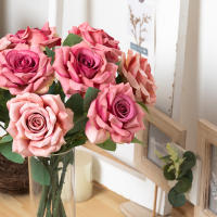 Rosa De Seda Artificial De 43CM Decoración Para Vaso De Sala De Estar Casa Decoración De Boda Corona Falsa Para Novia - details 1