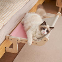 Cama Colgante Para Gato De Alta Calidad En Madera Hamaca Para Ventana Fácil De Lavarse Almohadilla De Tela De Algodón Para Gato Joven - details 11