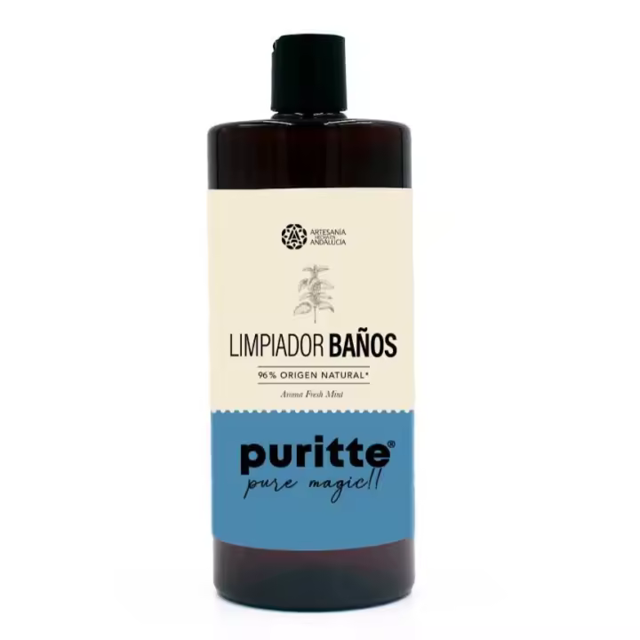 Limpiador de Baños Natural Puritte - Potente limpieza y frescura con el aroma de menta fresca - Envase de 1 litro - 1