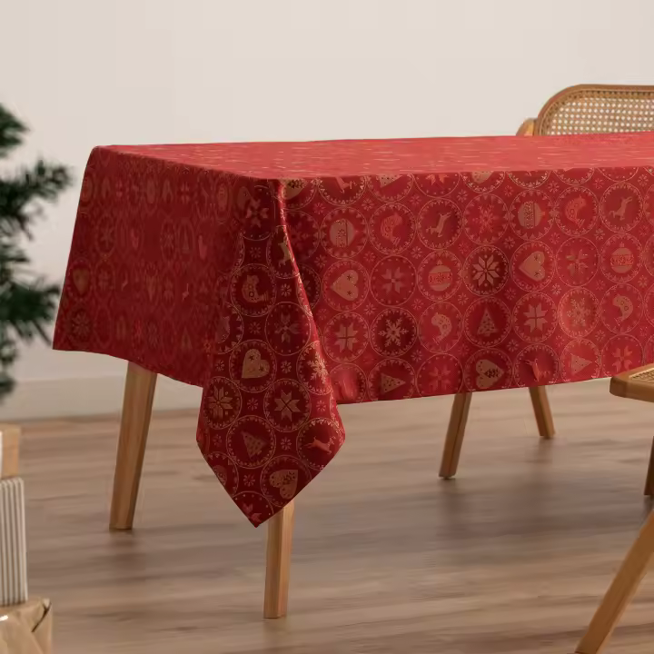 Gamusi Mantel navidad algodón jacquard círculos BALLCRY - 1
